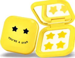 Biovène PIMPLE STAR PATCHES & MIRROR CASE Yellow Pimple Patches - Anti-Blemish Stars in portable mirror case, 32 patches 4 g