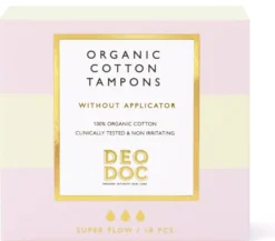 DeoDoc Cotton Tampons Without Applicator Super L