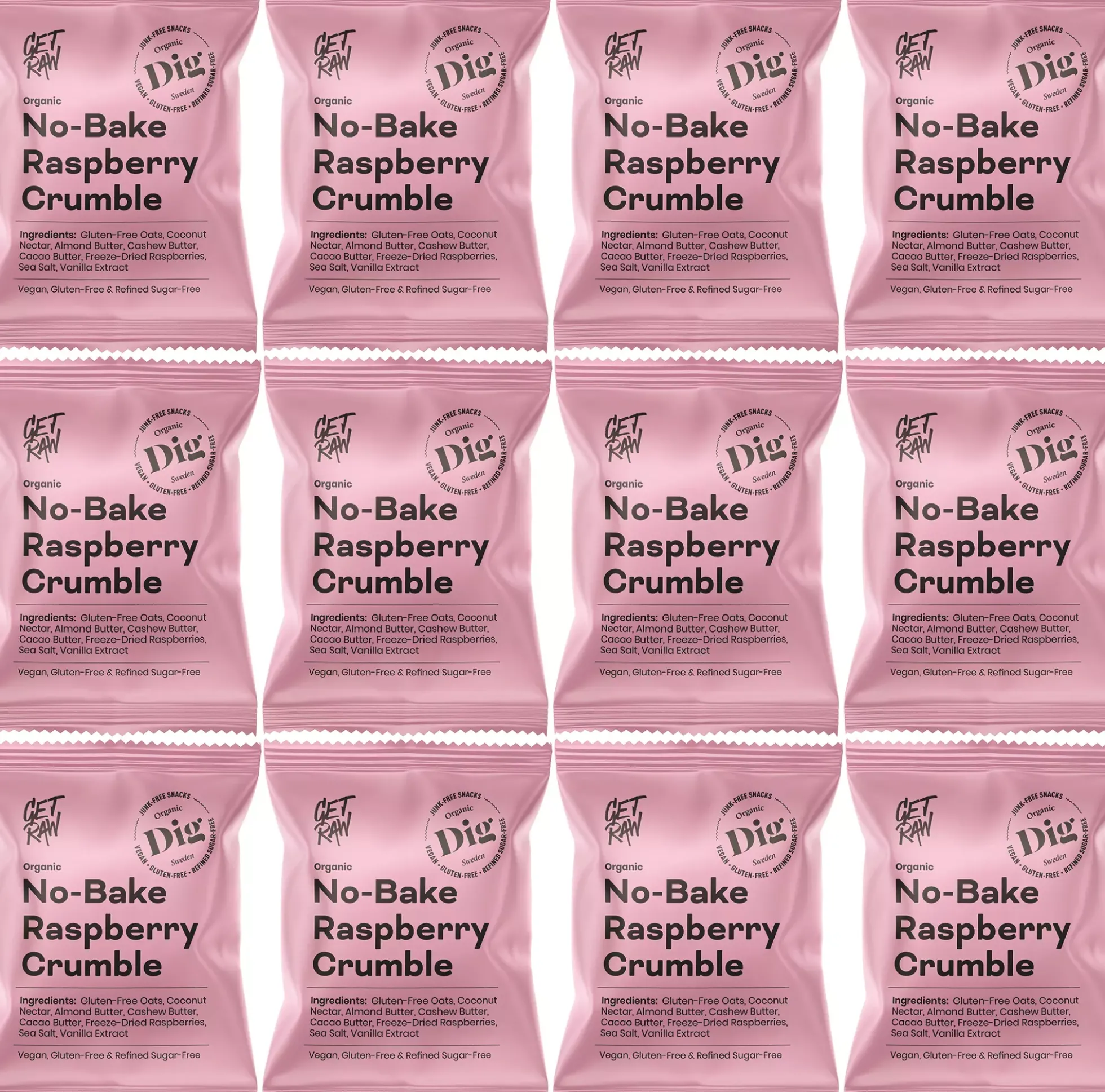DigGET RAW Organic No-Bake Raspberry Crumble 12 x 35g