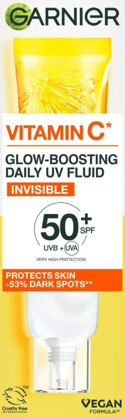 Garnier Vitamin C* Glow-Boosting Daily UV Fluid SPF50+ For Dull Skin Invisible 40 ml