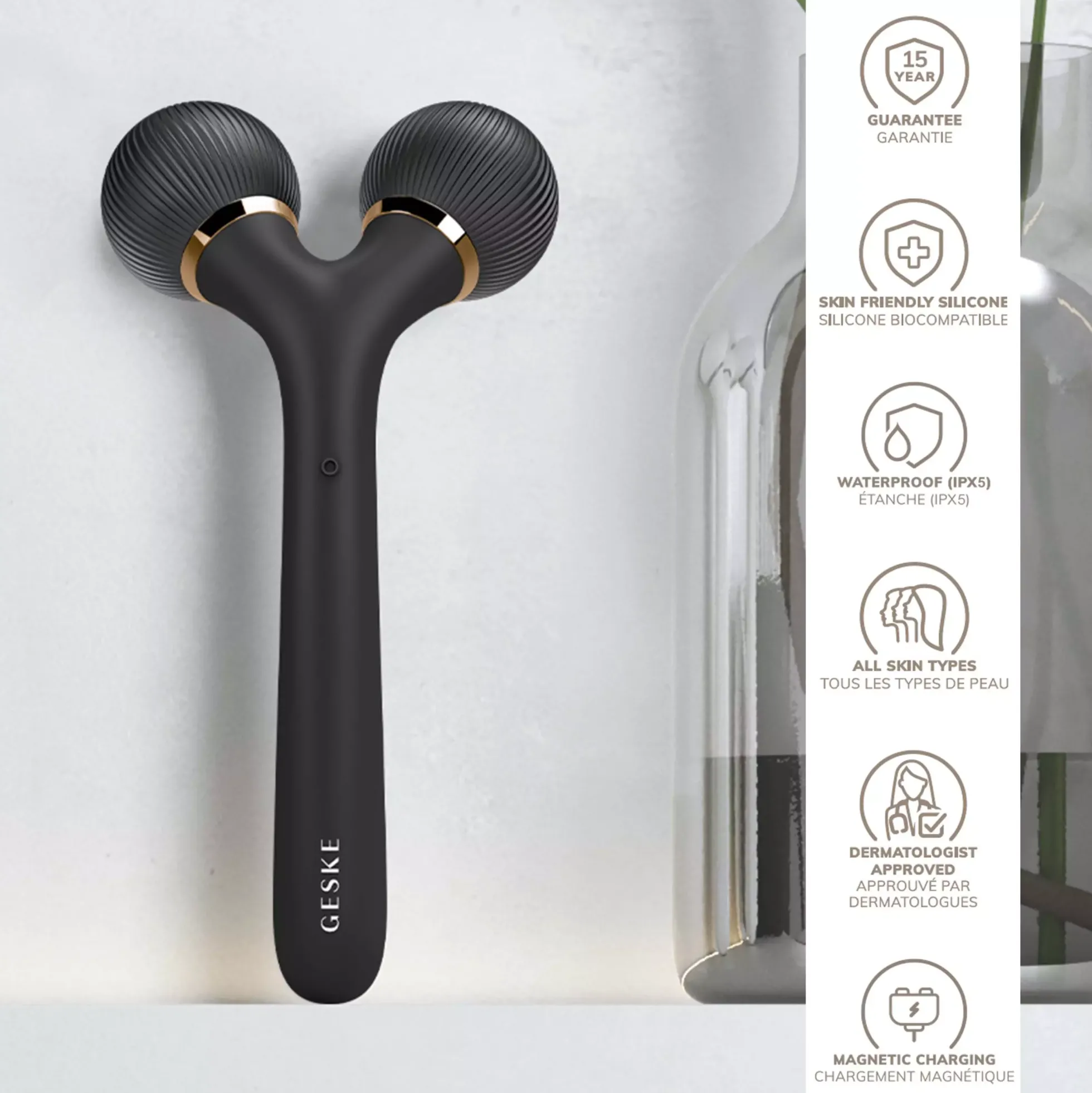 Geske Sonic Facial & Body Roller | 4 in 1 Gray