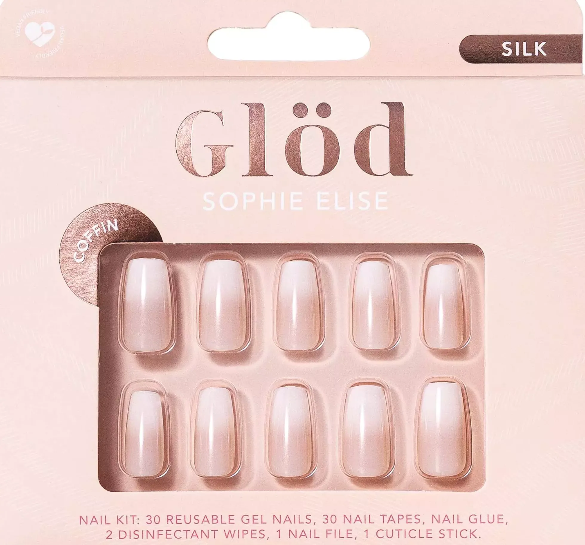 Glöd Sophie Elise Gel Nails Coffin Silk