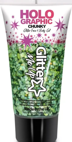 Glitter Me Up Holographic Face & Body Glitter Gel Green Envy