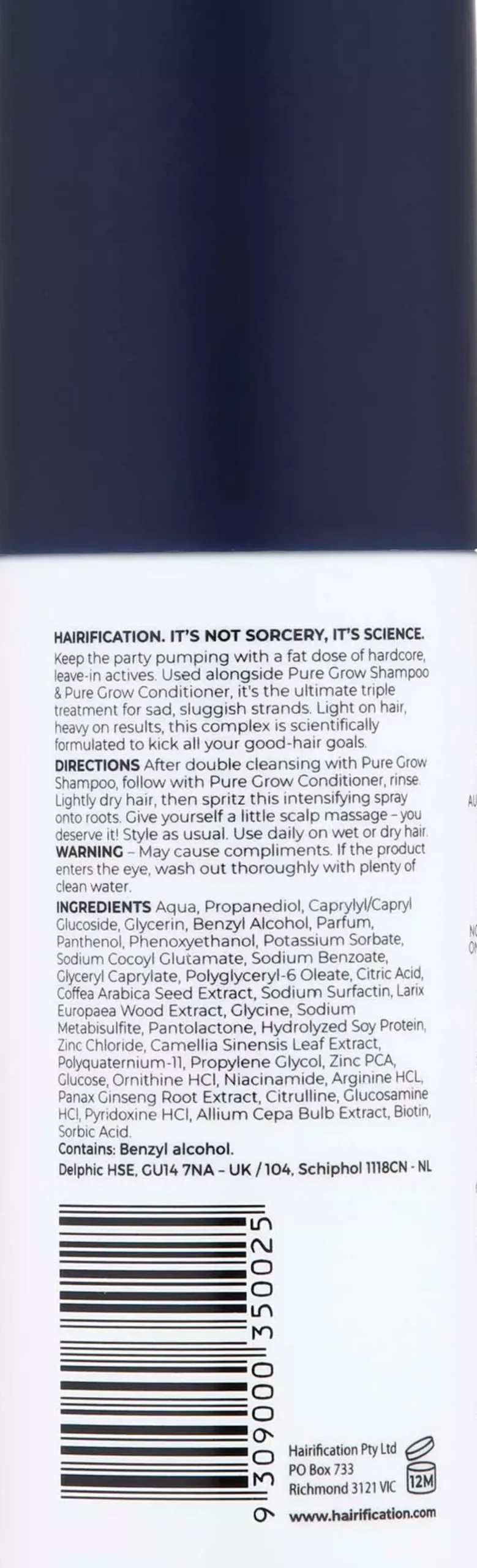 HairificationPure Grow Leave-In Growth Intensifying Spray 150 ml