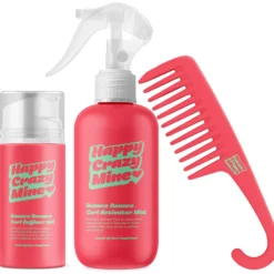 Happy Crazy MineBounce Bounce Curl Activator Mist 200 ml & Curl Definer Gel 100 ml & Curly Comb
