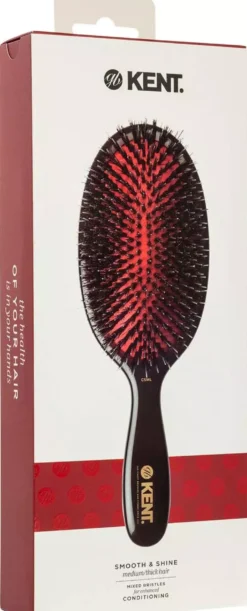 Kent Brushes Classic Shine Large Black Porcupine Mixed Bristle Hairbrush