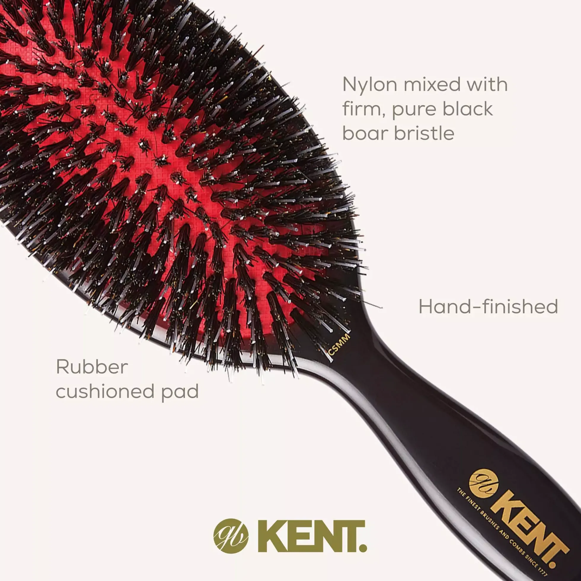 Kent Brushes Classic Shine Medium Black Porcupine Mixed Bristle Hairbrush