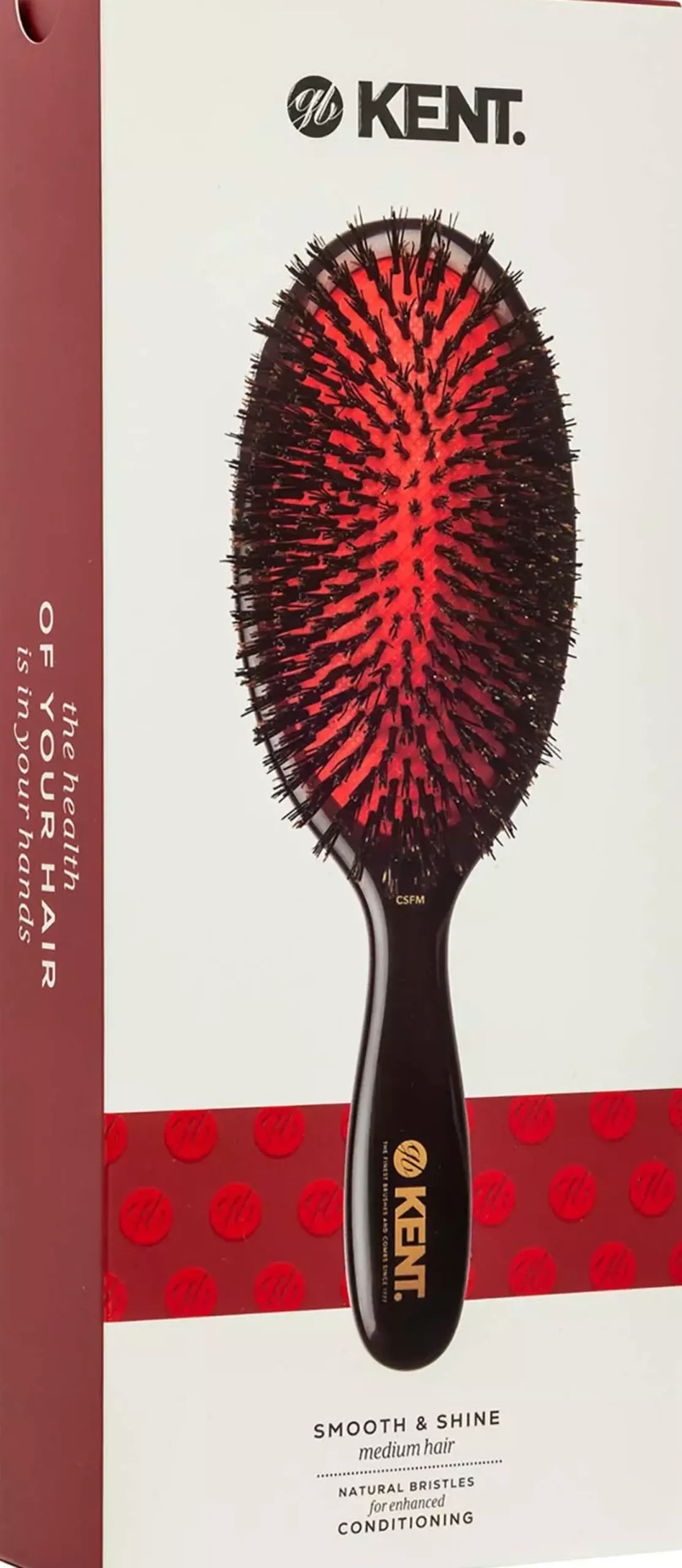 Kent Brushes Classic Shine Medium Black Bristle Hairbrush