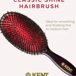 Kent Brushes Classic Shine Medium Black Bristle Hairbrush