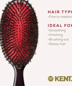 Kent Brushes Classic Shine Medium Black Bristle Hairbrush
