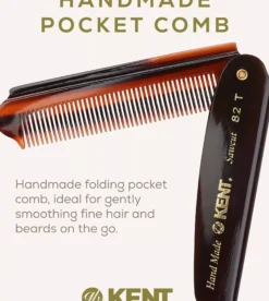 Kent Brushes Handmade Mens Large Folding Pocket Comb Fine
