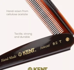 Kent Brushes Handmade Mens Large Folding Pocket Comb Fine
