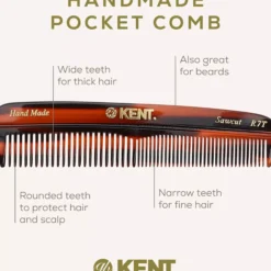 Kent Brushes Handmade Small Fine/Coarse Toothed Pocket Comb
