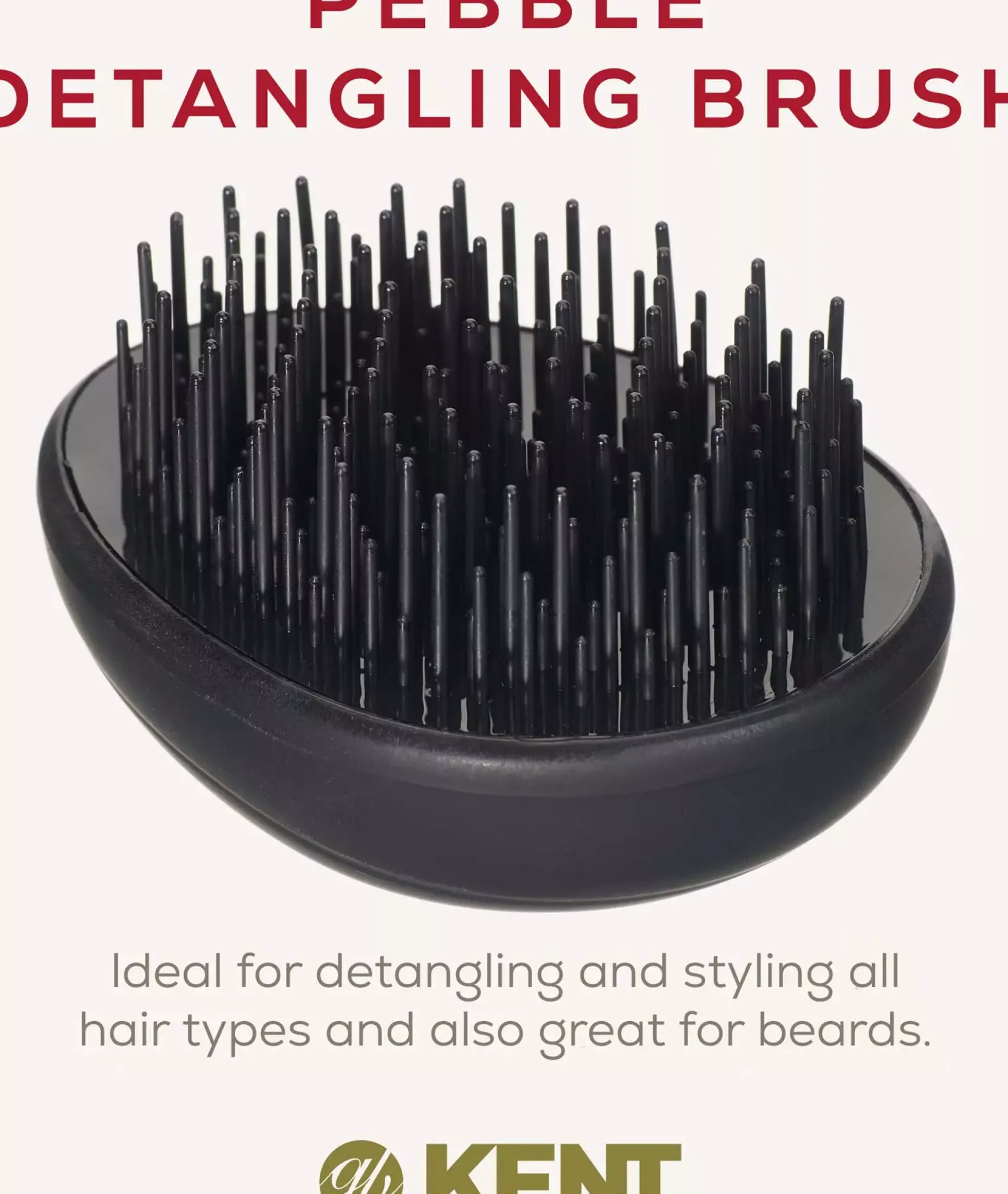 Kent Brushes Pebble Brush Matt Black - Utredningsborste travel size