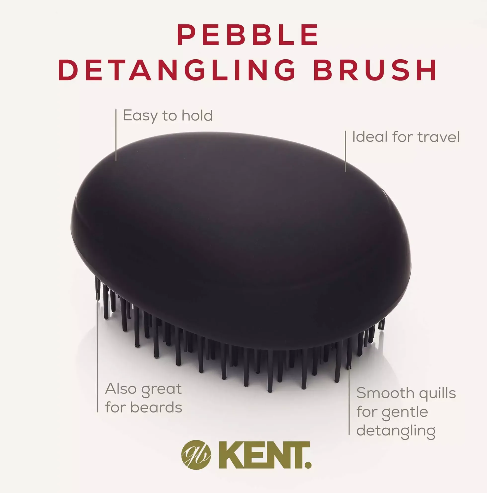 Kent Brushes Pebble Brush Matt Black - Utredningsborste travel size