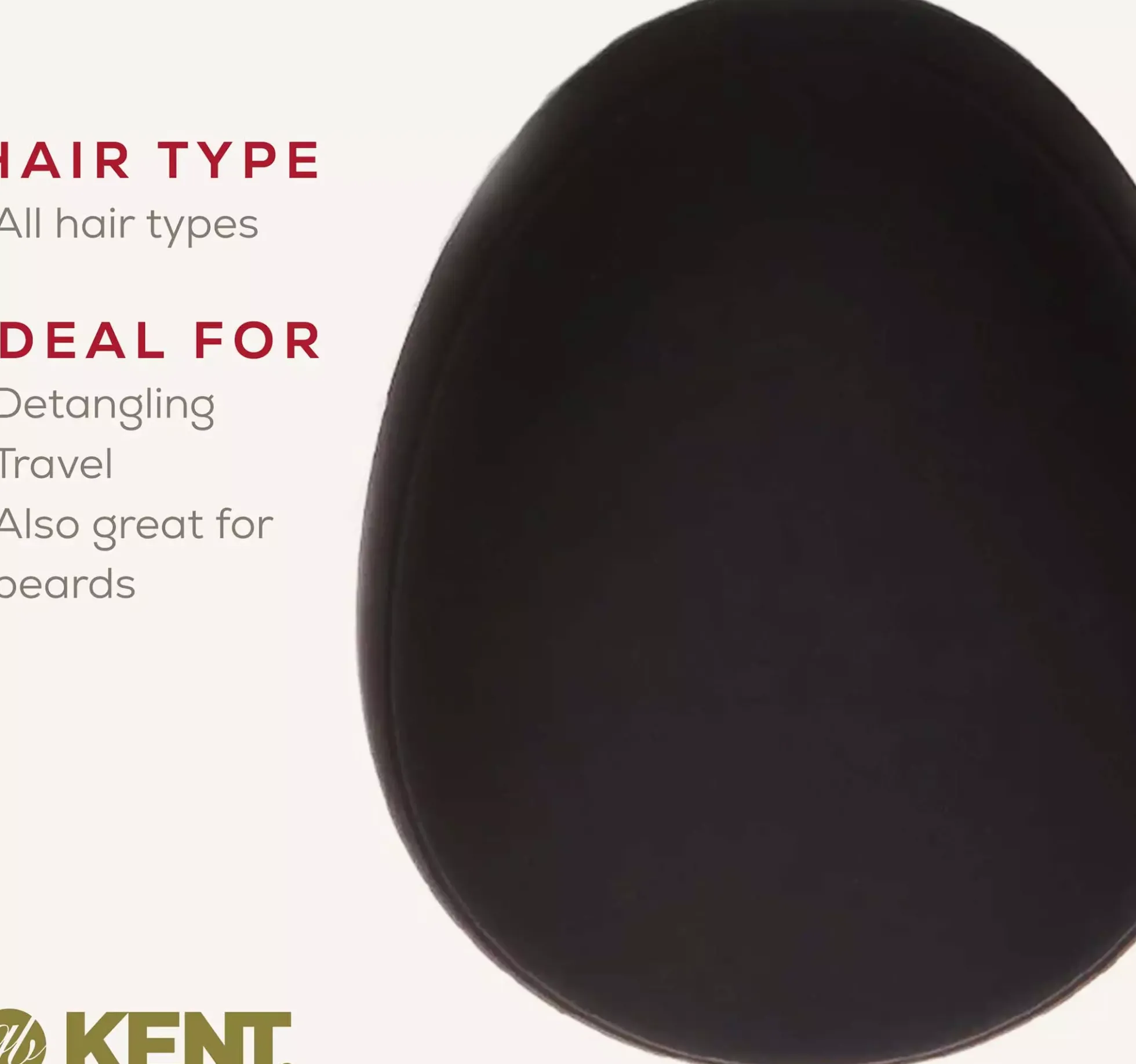 Kent Brushes Pebble Brush Matt Black - Utredningsborste travel size