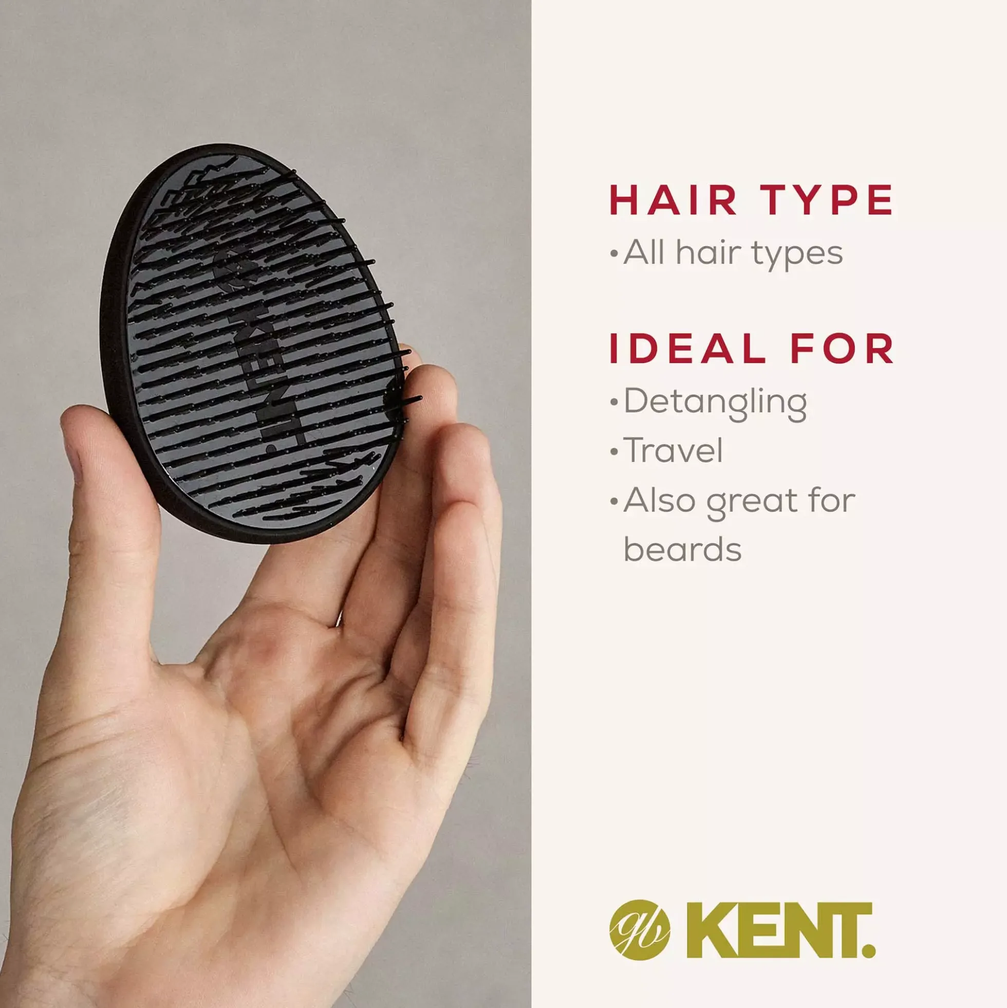 Kent Brushes Pebble Brush Matt Black - Utredningsborste travel size