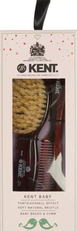 Kent Brushes Soft Natural Bristle Baby Brush and Comb Set