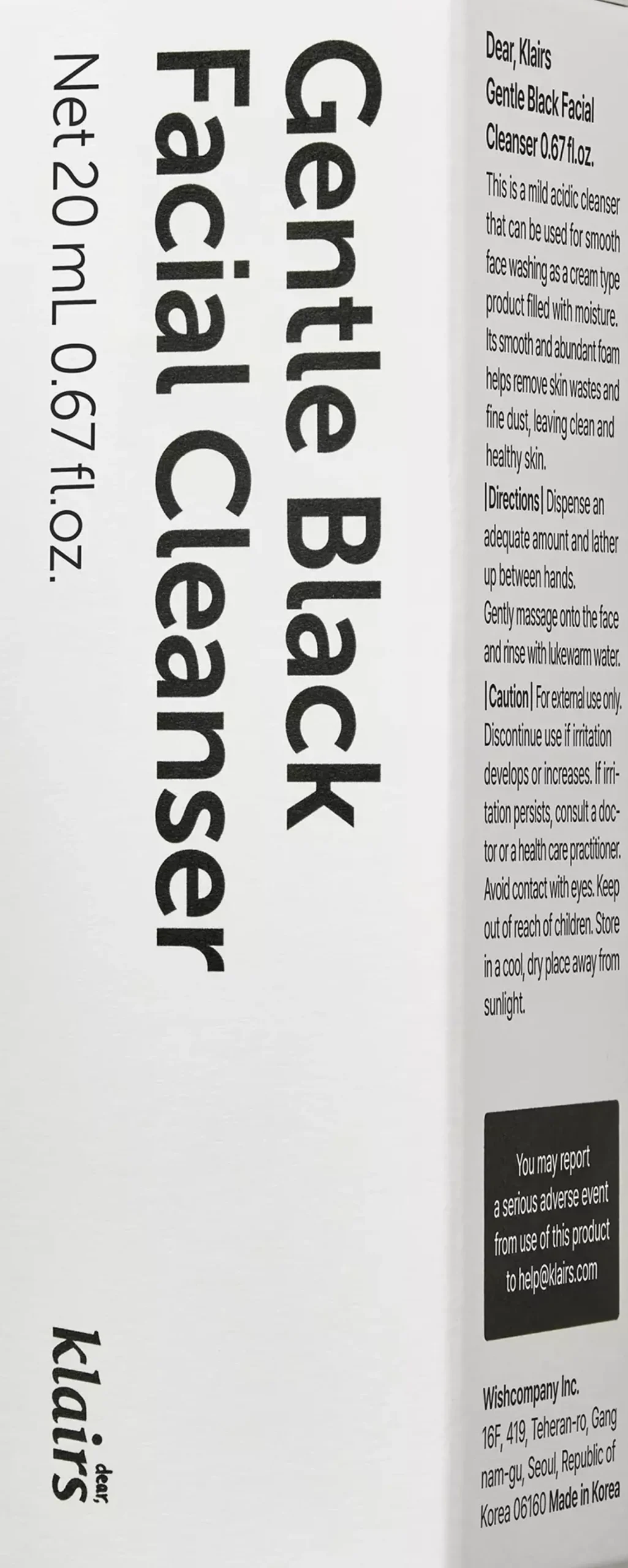 KlairsGentle Black Facial Cleanser 20 ml