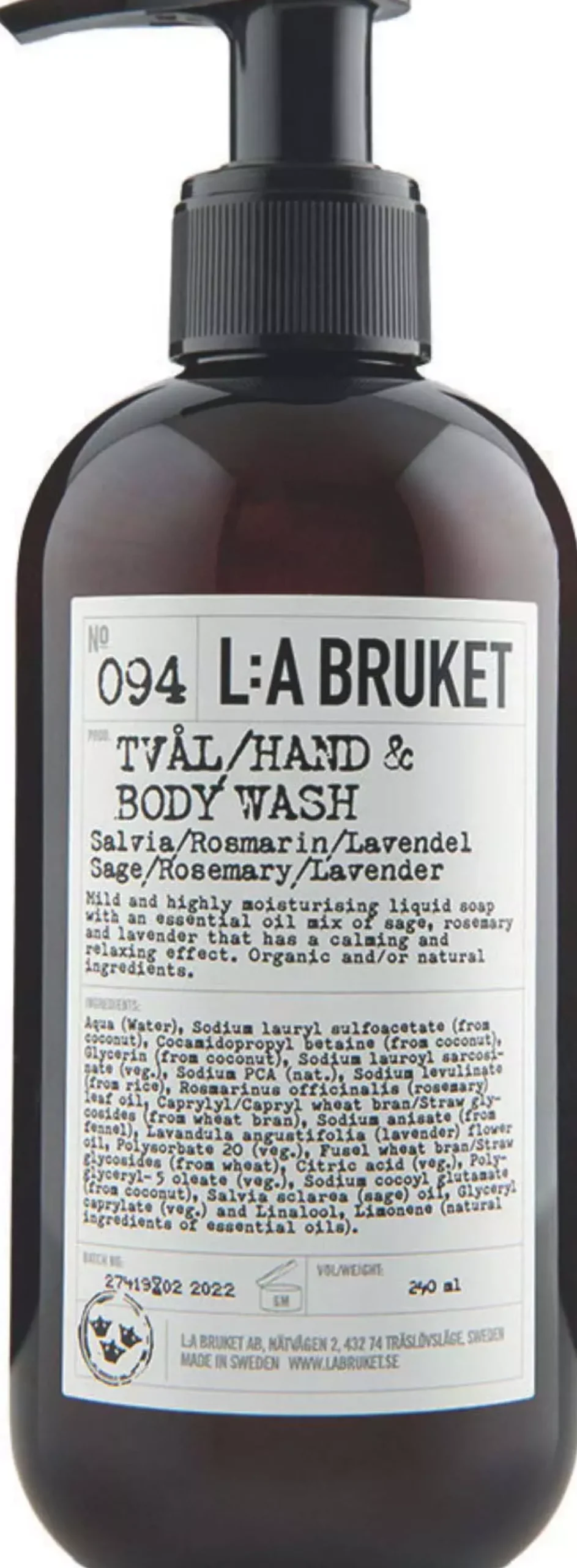L:a Bruket Hand & Body Wash 094 Sage/Rosemary/Lavender 240 ml