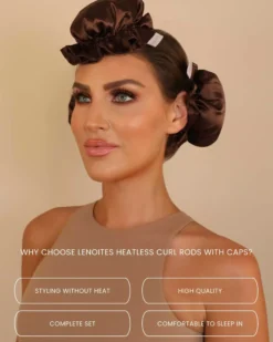 Lenoites Heatless Curling Rods with Caps 3-Pack Set Black