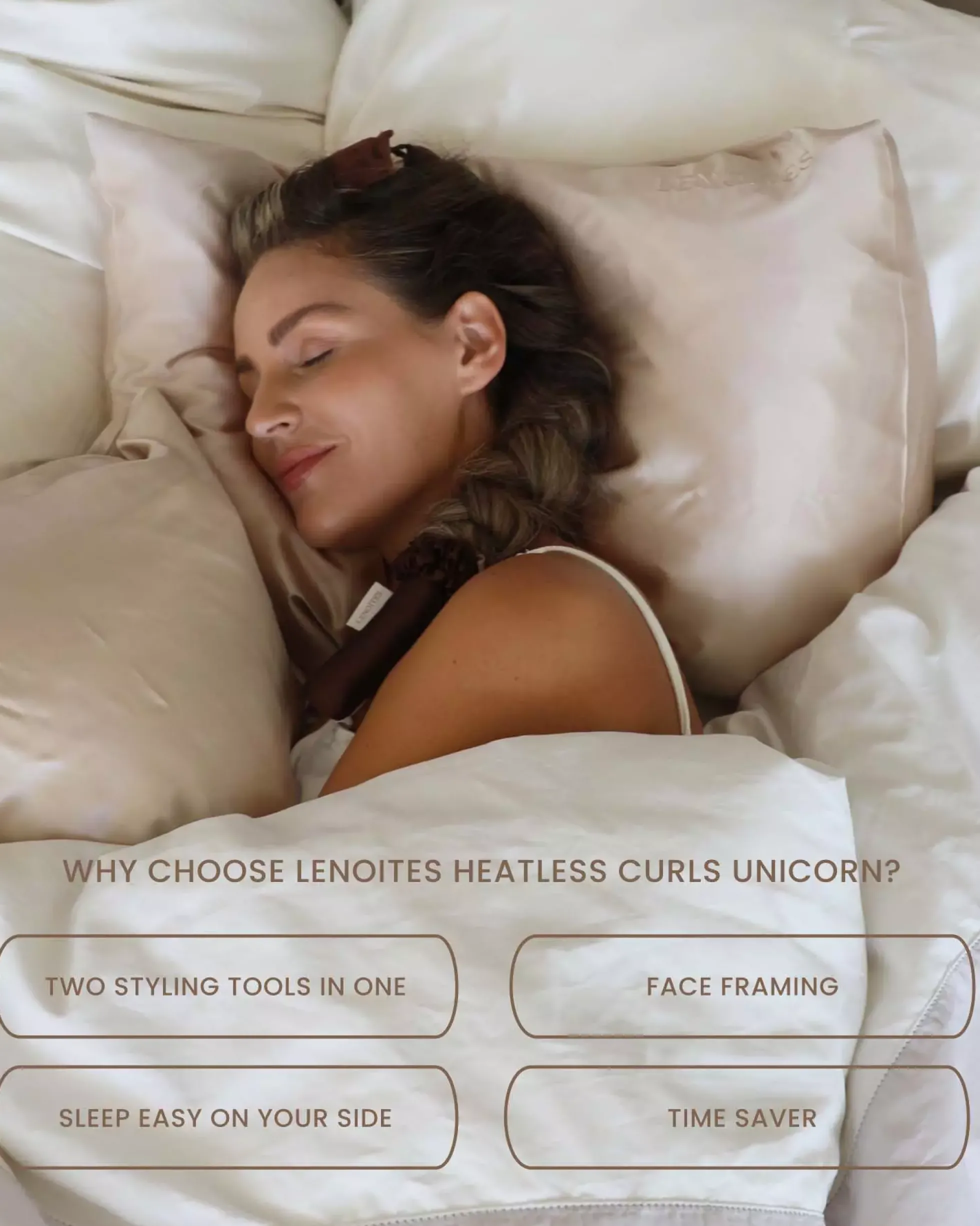 Lenoites Heatless Curls Unicorn Brown