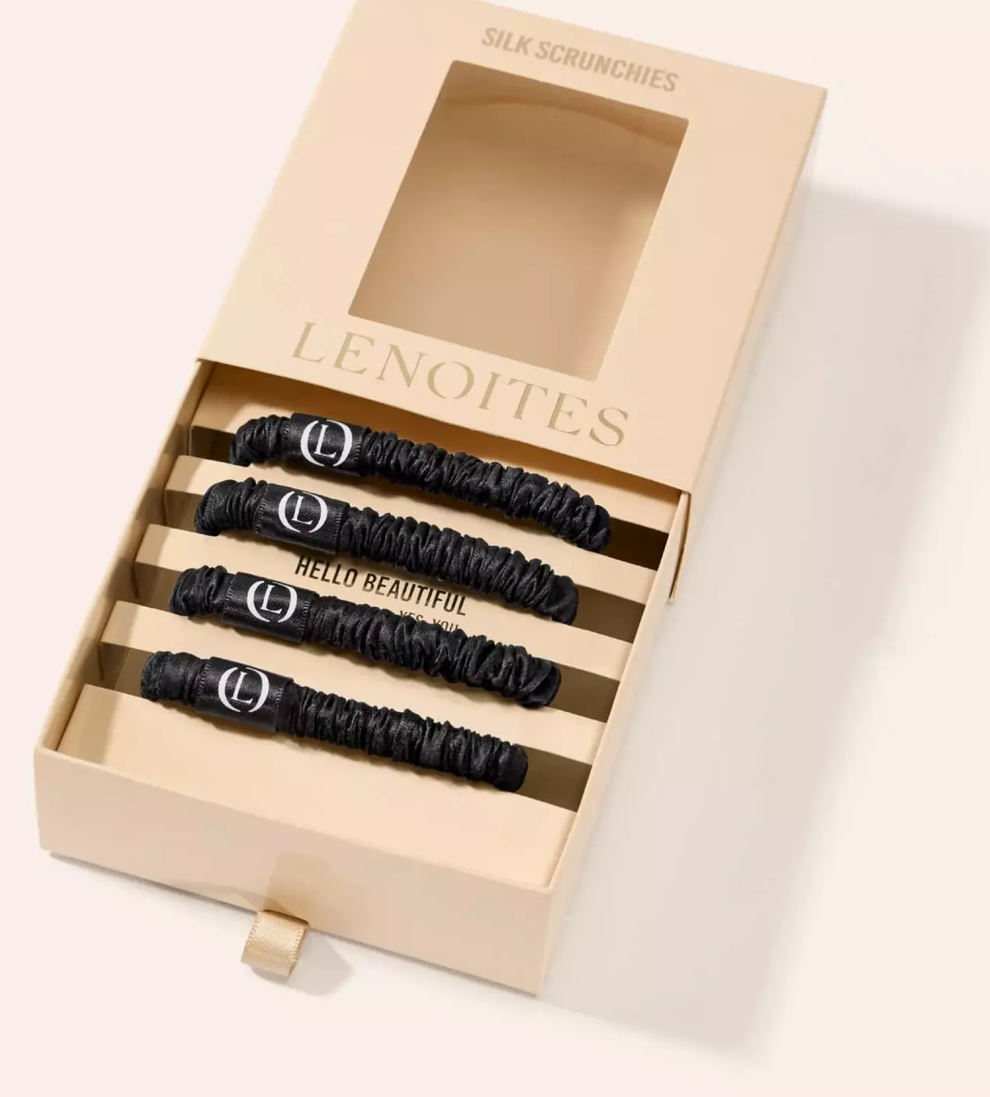 Lenoites Mulberry Silk Skinny Scrunchies Black