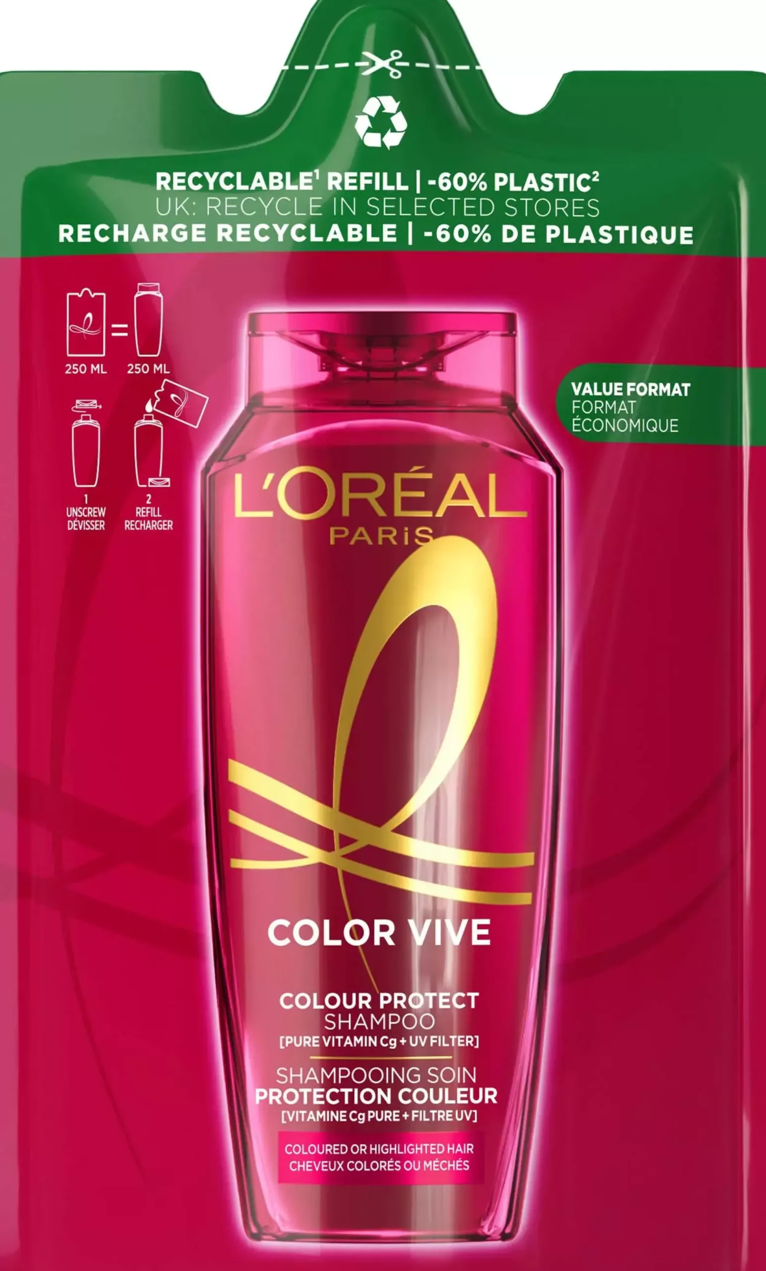 Loreal ParisElvital Color Vive Colour Protect Shampoo Refill 250 ml