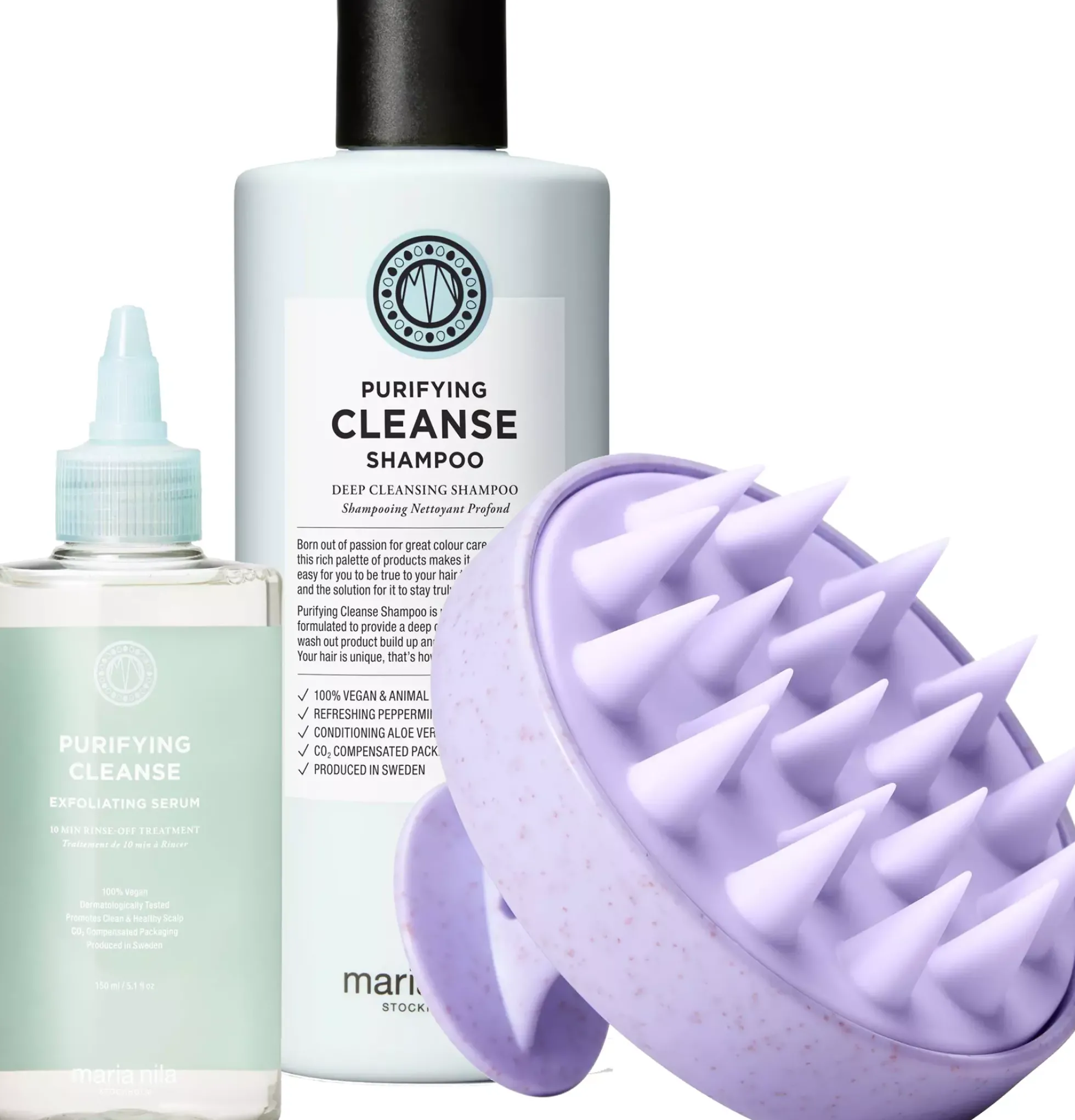maria nilaPurifying Cleanse Bundle Shampoo 350 ml & Serum 150 ml & Scalp Brush