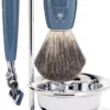 Mühle Rytmo Fusion Shaving Set Pure Badger Resin Petrol Blue
