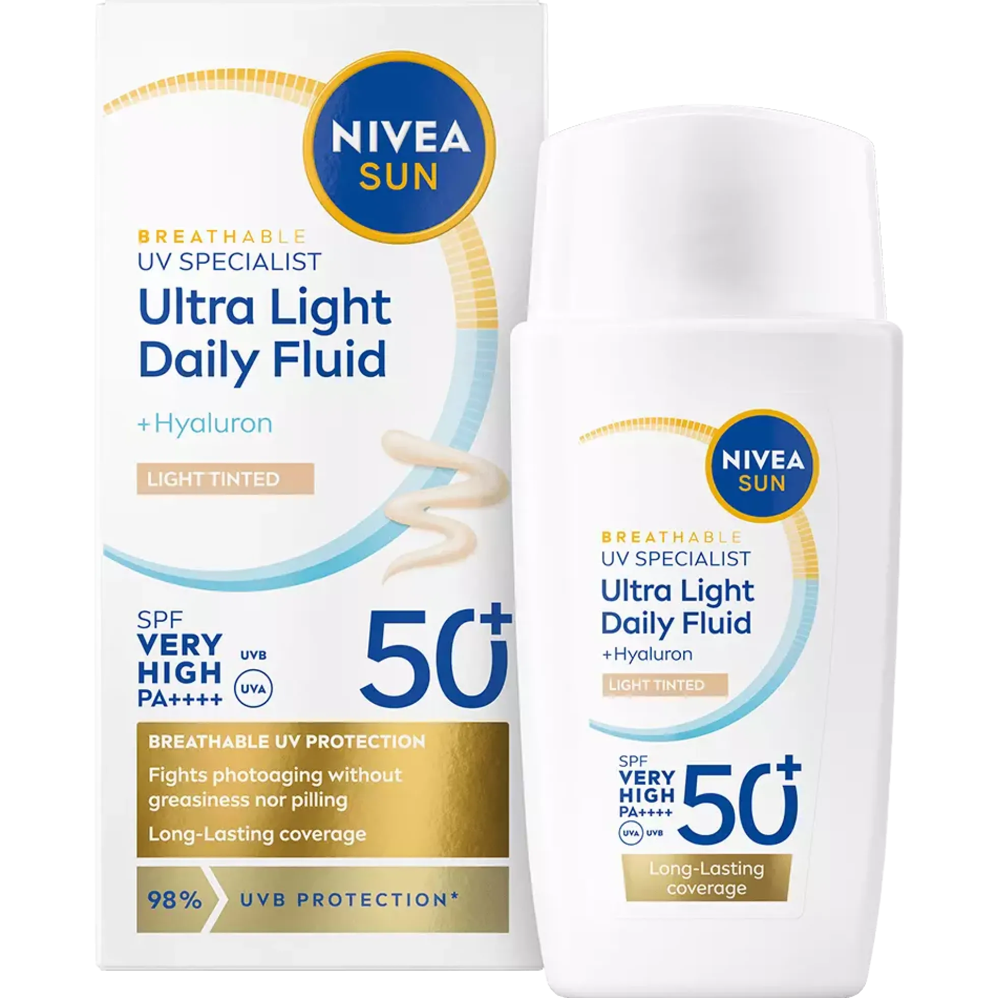 NIVEASUN UV Face Specialist Ultra Light Daily Fluid, Light Tinted SPF 50+ 40 ml