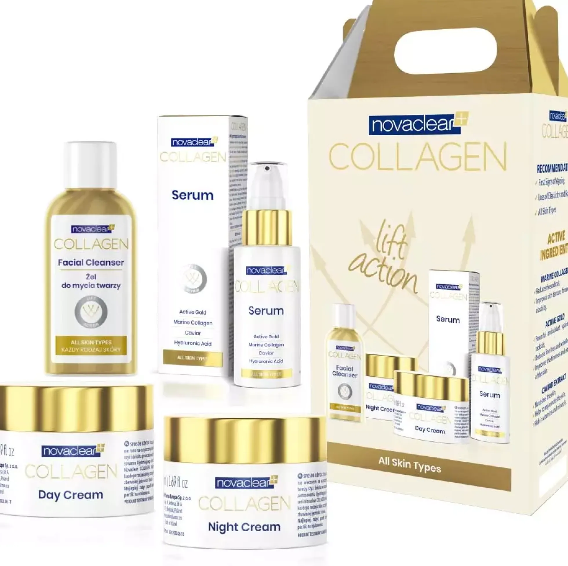 NovaclearCollagen Lift Action Kit - Day & Night Cream, Serum, Cleanser