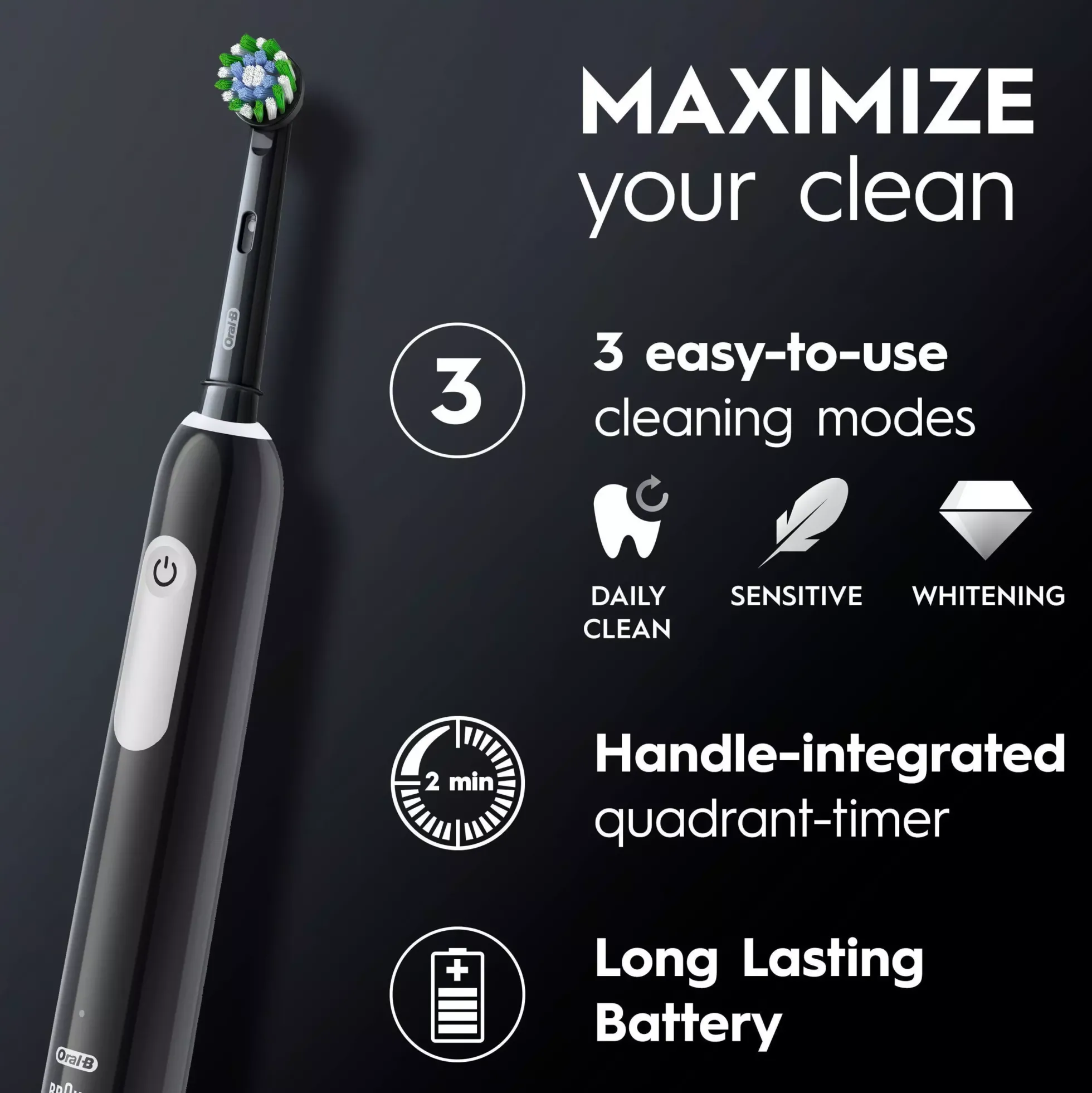 Oral B Pro Series 1 Electric Toothbrush Black Black