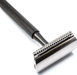 Parker Shaving 78R Gunmetal- Unisex Textured Long Handle Three piece Safety Razor
