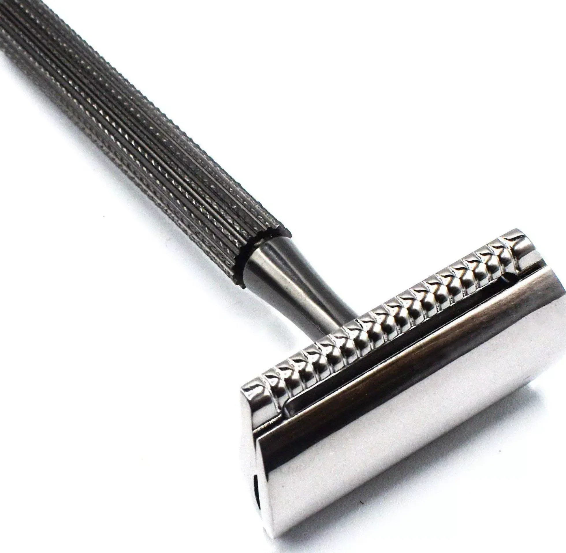 Parker Shaving 78R Gunmetal- Unisex Textured Long Handle Three piece Safety Razor