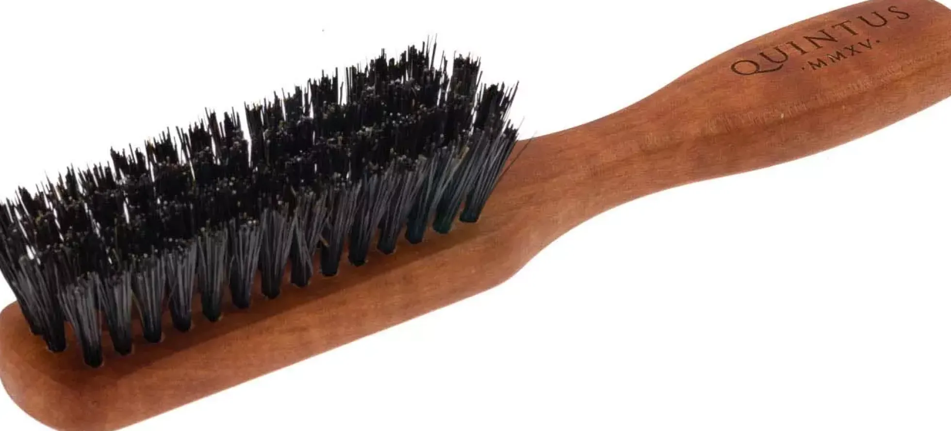 Quintus MMXV Beard Brush Pearwood with Handle Wild Boar Bristles