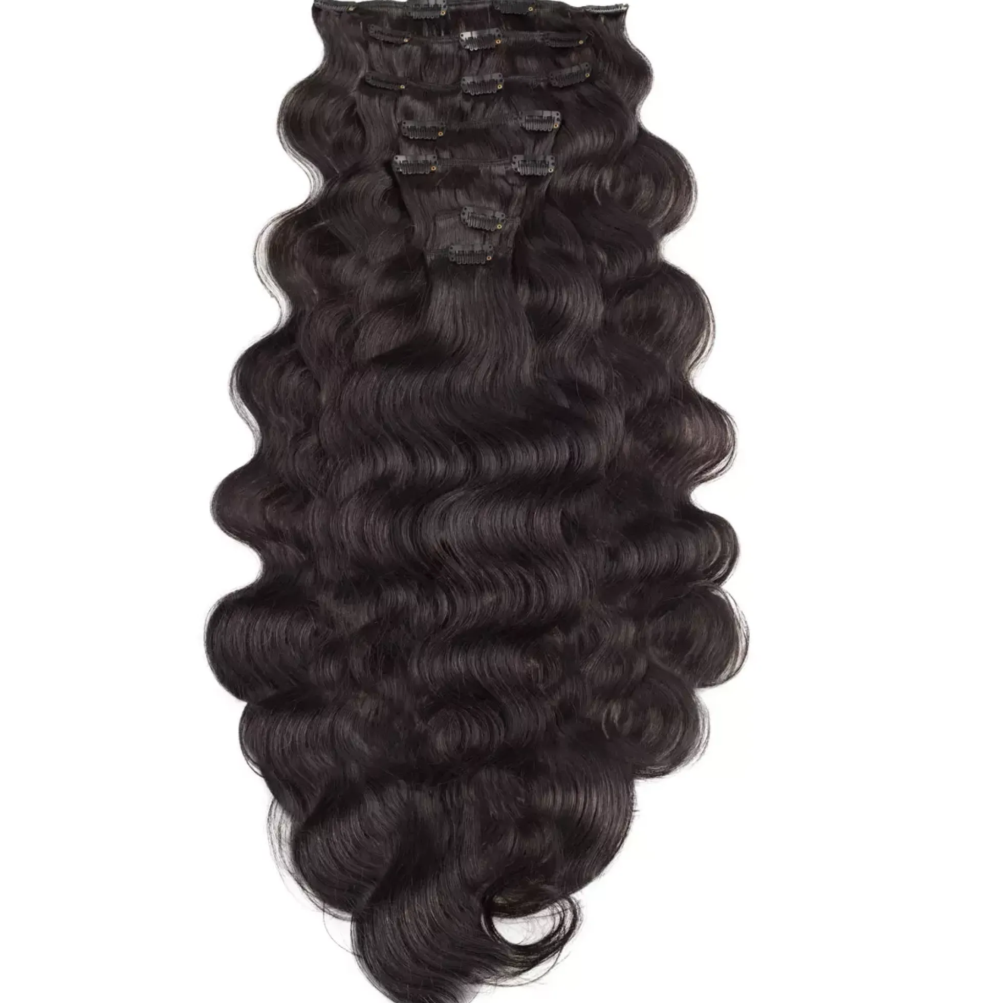 Rapunzel of Sweden Classic Clip-ins Beach Wave / Medium Volume / 7 pieces 60 cm 1.2 Black Brown
