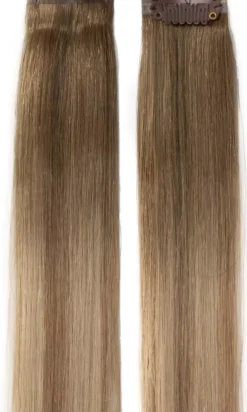 Rapunzel of Sweden Single Invisible Clip-ins Straight / 2 pieces 40 cm Brown Ash Blonde Balayage B5.1/7.3