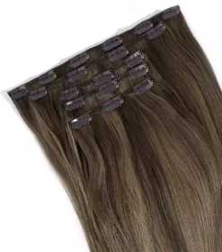 Rapunzel of Sweden Vegan Clip-ins Straight / Medium Volume / 5 pieces 50 cm Hazelnut Caramel Balayage B2.3/5.0