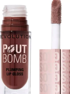 Revolution Beauty London Pout Bomb Plumping Gloss Espresso Cool Nude