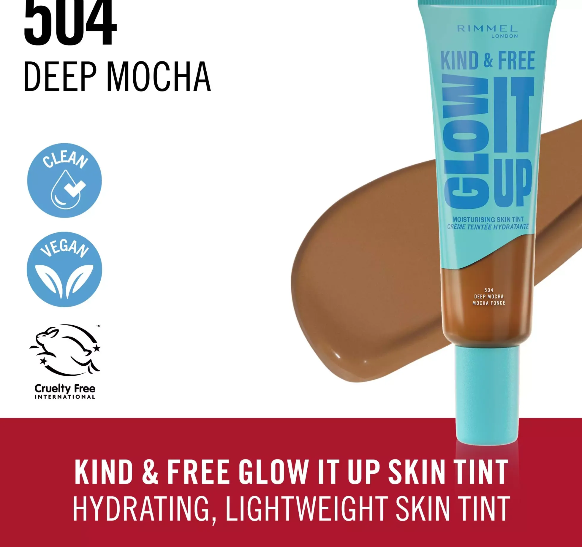 RimmelKind & Free Glow It Up Moisturising Skin Tint Rose Ivory 10