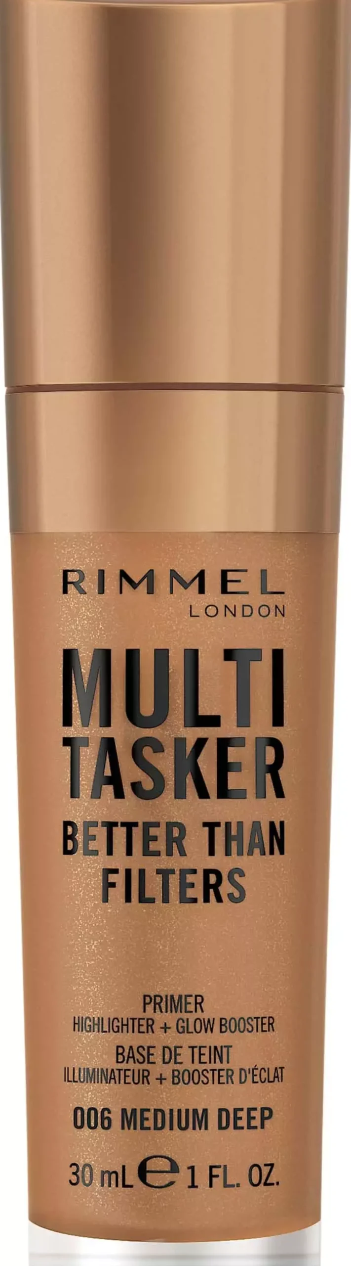 RimmelKind & Free Multi-Tasker Better Than Filters Face Primer Glow Booster and Highlighter 006 Medium Deep