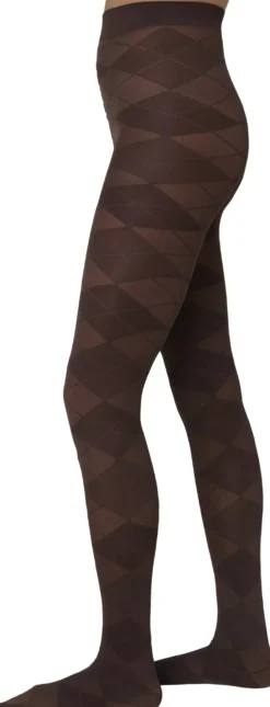Swedish Stockings Rebecka Argyle Tights Dark Brown M