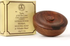 Taylor of Old Bond Street Sandalwood Shaving Soap Wooden Bowl