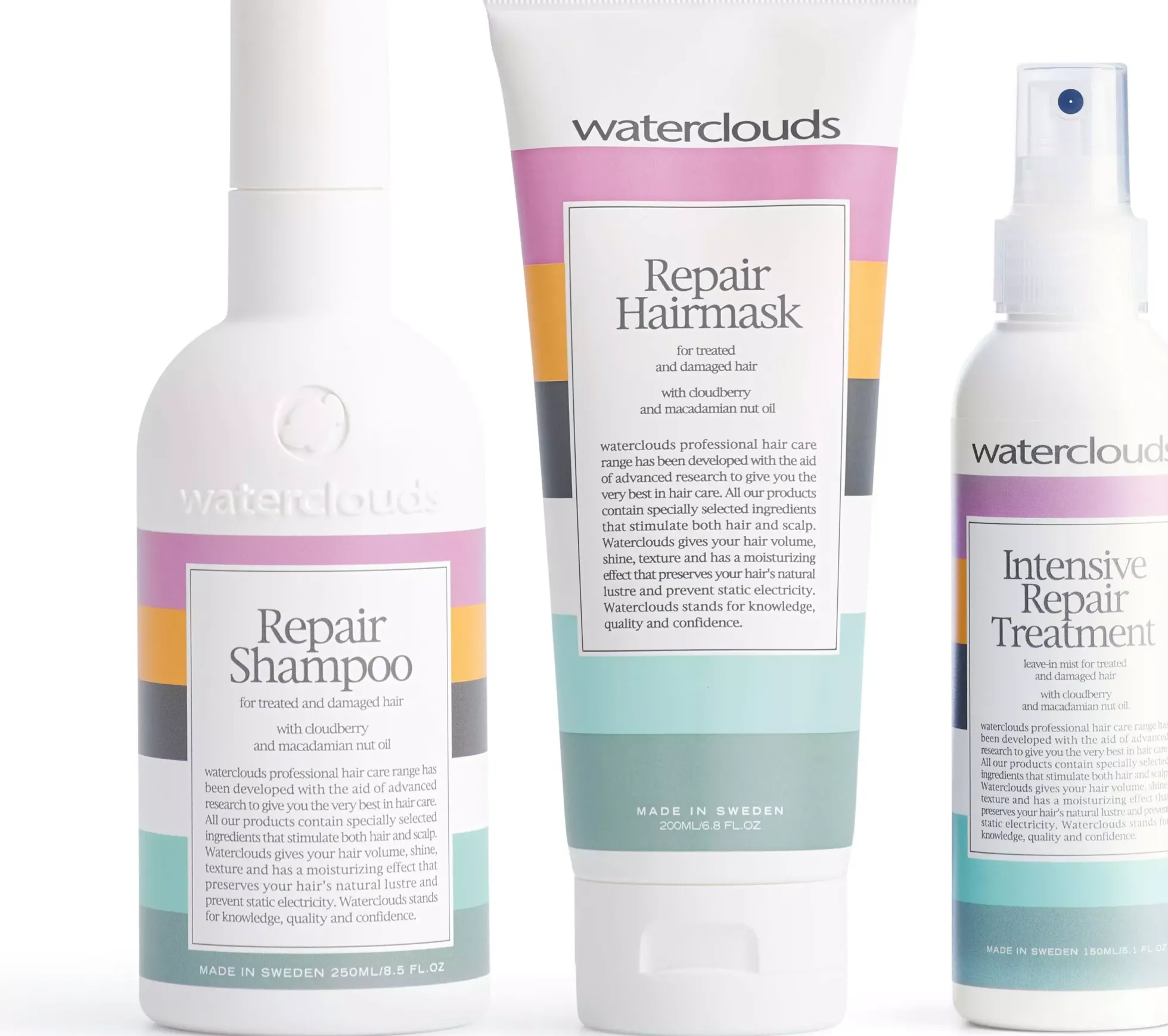 WatercloudsRepair Shampoo 250 ml & Hairmask 200 ml & Intensive Repair Treatment 150 ml