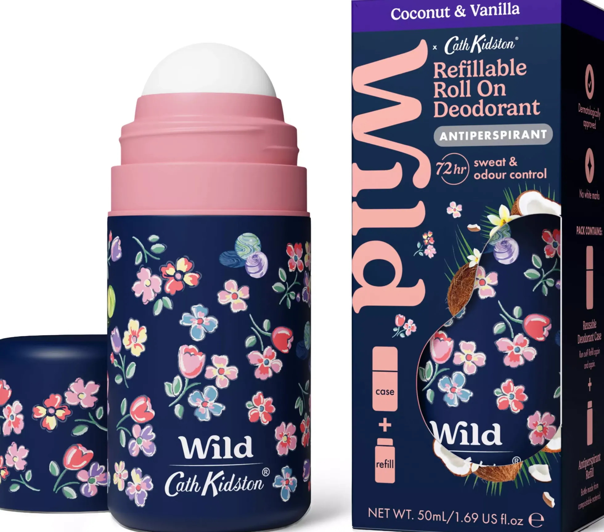 Wild Deo Roll On Marble Case Coconut Vanilla 50 ml